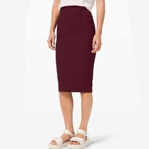 Lululemon A New Route Skirt Cassis Red Ribbed Luxtreme Midi